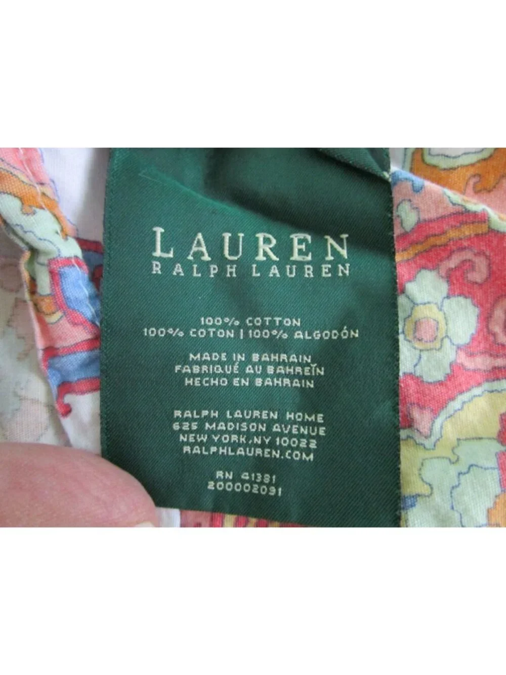 Vintage Lauren Ralph Lauren Cotton Paisley Floral Standard Pillow Sham Multicolo